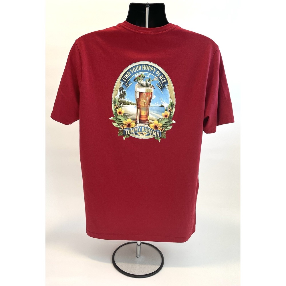 Tommy Bahama Find Your Hoppy Place T-shirt Tee Red Size Men's L Frog Beach Beer